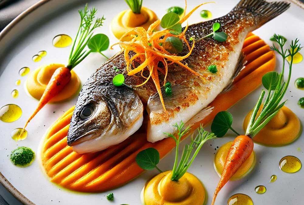 Branzino con Crema di Carote e Zenzero