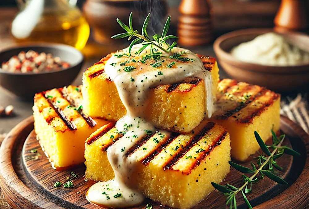 Polenta grigliata con crema di taleggio