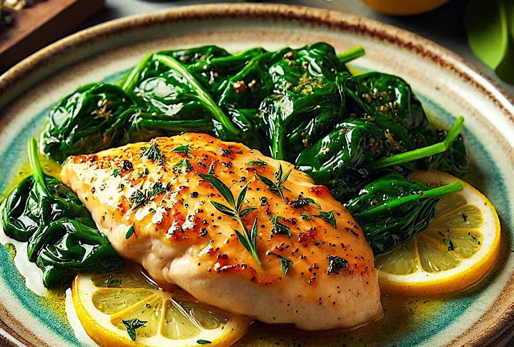 Pollo al limone e spinaci