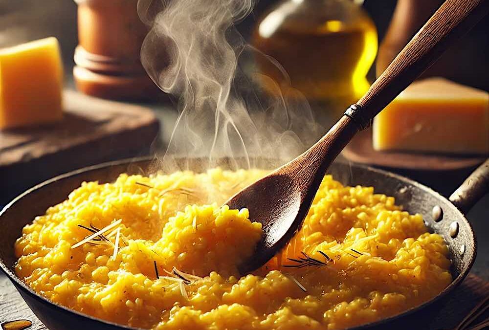Risotto allo zafferano mantecato in padella
