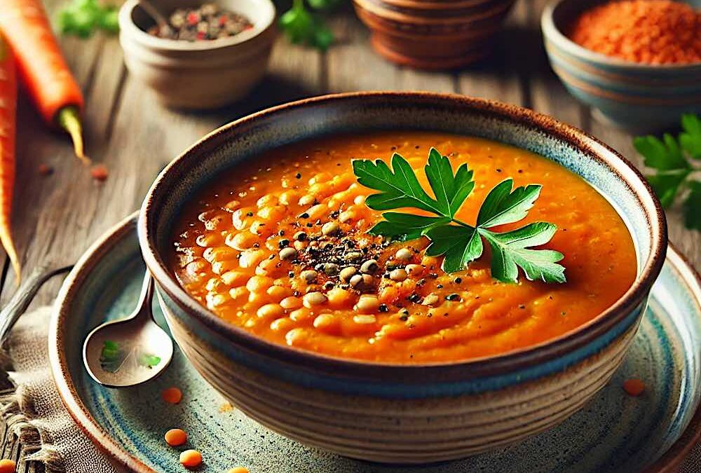 Zuppa di lenticchie rosse e carote